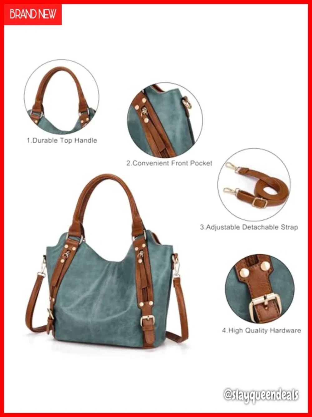Large Hobo Handbag Crossbody Wallet Set Vegan Leather 2PCS